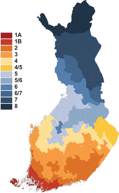 Suomen menestymisvyöhykkeet kartta